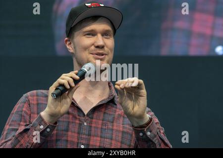 STUTTGART, 30. Juni 2018: Joonas Suotamo (Chewbacca, Star Wars) auf der Comic Con Germany Stuttgart, einer zweitägigen Fankonvention Stockfoto