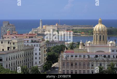 Blick von einem hohen Aussichtspunkt in Havanna aus der Vogelperspektive in Havanna Stockfoto