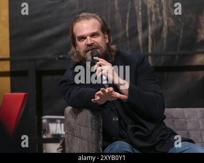 DORTMUND, 7. Dezember 2019: David Harbour (*1975, US-amerikanischer Schauspieler, Stranger Things, Hellboy) spricht über seine Erfahrungen in der Filmindustrie Stockfoto