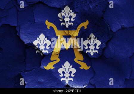 Flagge von Turku auf rissige Wand gemalt Stockfoto