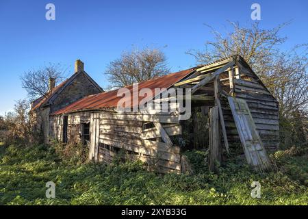 Verlassene Bauernhäuser und Nebengebäude in Cambridgeshire Stockfoto