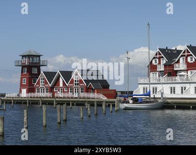 Segelboot im Jachthafen von Bagenkop Stockfoto