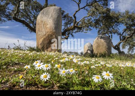 Cromlech Vale Maria do Meio, Nossa Senhora da Graca do Divor, Evora, Alentejo, Portugal, Europa Stockfoto