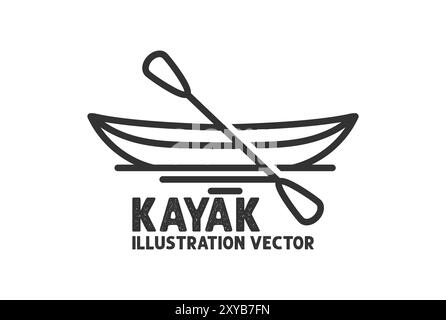 Einfache Minimalistische Kajak Kanu Rafting Boot Abzeichen Emblem Illustration Vektor Stock Vektor