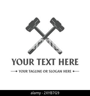 Großer Hammer für Bergbau, Schmied, Schmied, Metallbau, Reparatur, Zimmermann, Zimmermann und Baumeister-Werkzeuge. Illustrationsvektor. Stock Vektor