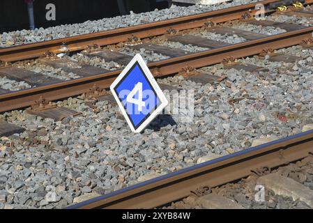 Den Helder, Niederlande, Mai 2022. Schild auf der Bahnstrecke Stockfoto