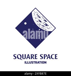 Retro Vintage Moon Planet Space für T-Shirt Design Illustration Vektor Stock Vektor