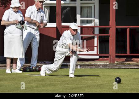 Rasenbowls Match bei Colemans Hatch Stockfoto