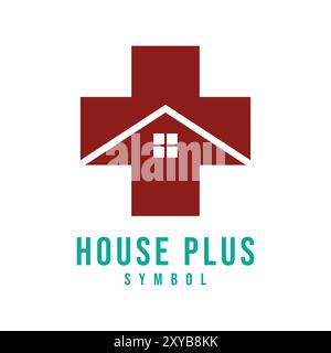 Einfaches minimalistisches medizinisches Gesundheit Rotes Kreuz Haus für Krankenhaus Arzt Klinik Symbol Illustration Vektor Stock Vektor