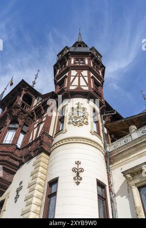 SINAIA, WALACHEI/RUMÄNIEN, 21. SEPTEMBER: Außenansicht der Burg Peles in Sinaia Walachei Rumänien am 21. September 2018 Stockfoto