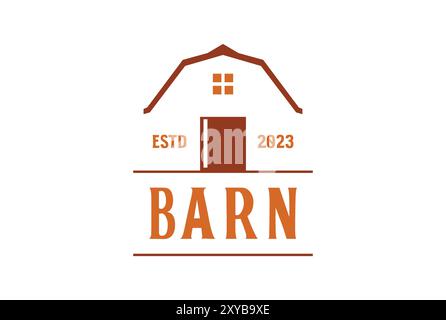 Vintage Minimalistischer Bauernhof Scheune Schild Symbol Illustration Vektor Stock Vektor