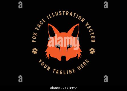 Einfache Minimalistische Orange Fuchs Kopf Gesicht Abzeichen Emblem Aufkleber Icon Illustration Vektor Stock Vektor
