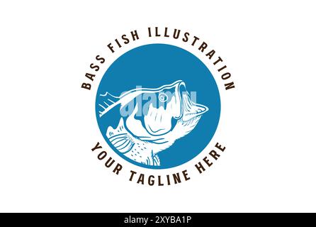 Kreis kreisförmiger runder springender Bass Karpfen Bigmouth für Angeln Illustration Vektor Stock Vektor