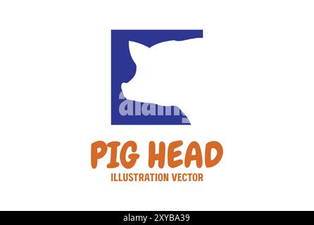 Einfache Minimalistische Schweinekopf Silhouette Illustration Vektor Stock Vektor