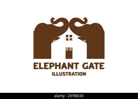 Vintage Minimalistisches Elephant Gate House Icon Illustration Des Eingangs Stock Vektor