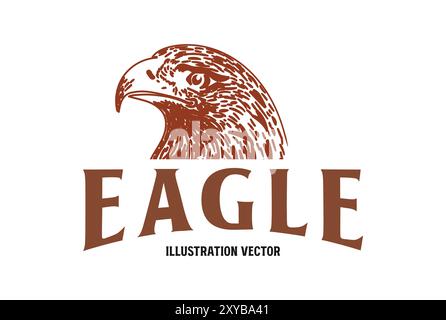 Vintage Retro Handzeichnung Amerikanischer Glatzenadler Hawk Falke Kopf Illustration Vektor Stock Vektor