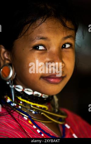 Porträt von Gayo Karen Flüchtling in einem Flüchtlingslager an der Thai-burmesischen Grenze genommen. Stockfoto