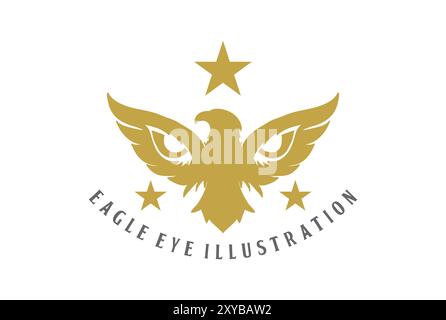 Goldene Gespreizte Flügel Eagle Hawk Falke Phoenix Icon Illustration Stock Vektor