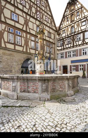 Der Herterichsbrunnen in Rothenburg ob der Tauber Stockfoto