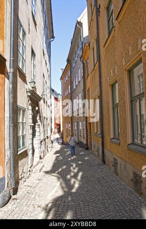 Gasse in der Altstadt von Stockholm, Schweden, Europa Stockfoto