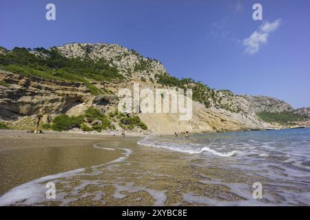 Playa de es Coll Baix, a los Pies del Puig de Sa Talaia, Alcudia, Islas baleares, Spanien, Europa Stockfoto