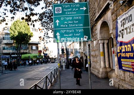 Das ultraorthodoxe Viertel Mea She'arim in Jerusalem, Israel. Stockfoto