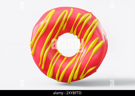 Schokoladenglasierter Donut mit Einstreuung auf weißem Grund Stockfoto