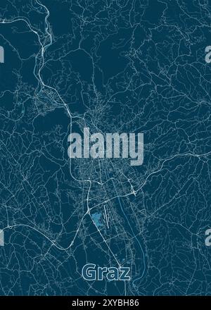 Graz, Österreich, künstlerisches Planungsplakat Stock Vektor