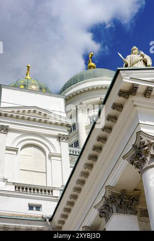 Detail der Fassade der evangelisch-lutherischen Kathedrale von Helsinki in Finnland Stockfoto