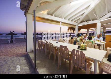 Strandbar, Sa Rapita, Campos, Balearen, Spanien, Europa Stockfoto