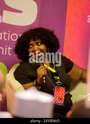 Ikeja, Nigeria. August 2024. Brenda Fashugba, Head of Arts, Nigeria/Regional Head, Creative Economy, British Council, beantwortet Fragen während der British Council Film Lab Africa Session beim Nigerian International Film and TV Summit, der am 28. August 2024 im Legend Hotel in Ikeja, Lagos, Nigeria stattfand. (Foto: Adekunle Ajayi) Credit: NurPhoto SRL/Alamy Live News Stockfoto