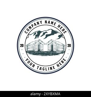 Vintage Retro Holzhütte Chalet Cottage Lodge Abzeichen Emblem Label Stempel Logo Design Vektor Stock Vektor