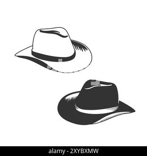 Vintage Retro Western Cowboy Hut Cap für Mode Zubehör Icon Illustration Vektor Stock Vektor