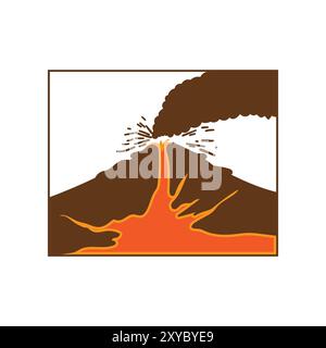 Querschnittsdiagramm des Vulkangebirges mit Magma und Lava. Vektorabbildung Stock Vektor