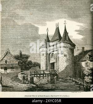 Europa, Frankreich, Sarthe, La Ferté-Bernard, Saint-Julien Tor ( nicht Hôtel-de-Ville ) , Motiv aus : Magasin Pittoresque , 1837 . / Europa, Frankreich, Sarthe, La Ferté-Bernard, Saint-Julien-Tor ( nicht Hôtel-de-Ville ) , Bild aus : Magasin Pittoresque , 1837 . Stockfoto