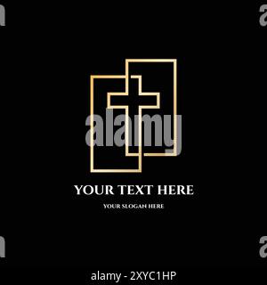 Geometrisches Goldenes Jesus Christliches Kreuz Symbol Illustration Vektor Stock Vektor