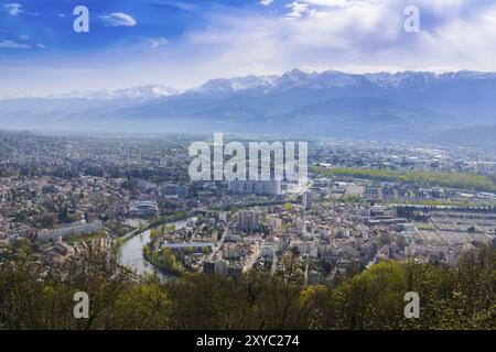 Grenoble Stadt sehen vom Standpunkt der Bastille aus Stockfoto