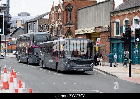 National Express West Midlands Busse in Digbeth, Birmingham, England, Großbritannien Stockfoto