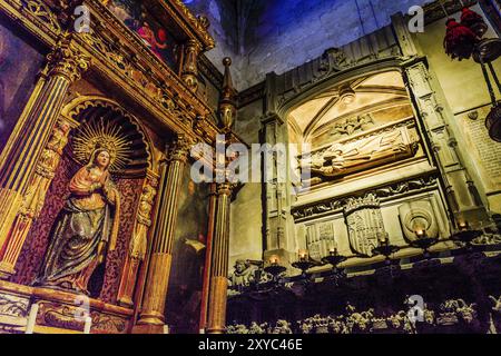 Grab des seligen Ramon Llull, bei Guillem Sagrera, Kapelle unserer Lieben Frau des Trostes, Sant Francesc. 13. Jahrhundert. Palma, Mallorca. Balearen. Spai Stockfoto