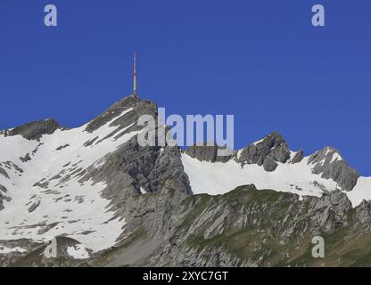 Gipfelstation auf dem Gipfel des Mt Santis. Reiseziel in der Schweiz Stockfoto