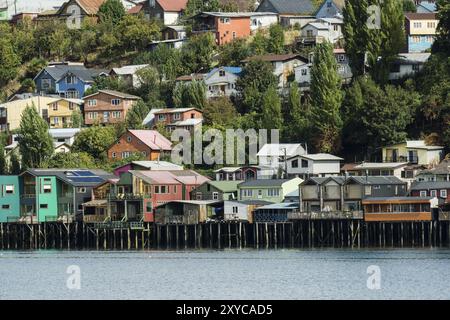 Palafitos, Castro, Archipielago de Chiloe, Provincia de Chiloe, Region de Los Lagos, Patagonien, Republica de Chile, America del Sur Stockfoto