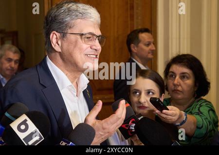 Bukarest, Rumänien. 29. August 2024: Marcel Bolos, Finanzminister, kommt zur Sitzung des National Political Bureau der National Liberal Party. Quelle: Lucian Alecu/Alamy Live News Stockfoto