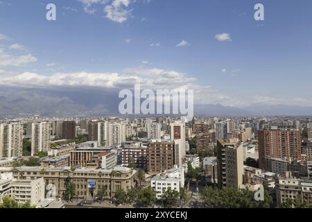 Santiago de Chile, Chile, 26. November 2015: Skyline aus Sicht des Cerro Santa Lucia, Südamerika Stockfoto