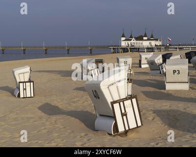 Strand und Pier von Ahlbeck Stockfoto