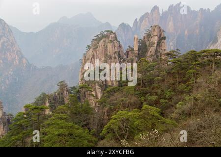 Bizzare-Felsformationen in Huang Shan, China, Asien Stockfoto