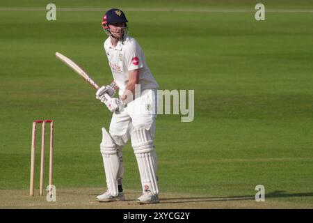 Chester le Street, England, 22. August 2024. Ashton Turner schlägt für Durham Cricket gegen Nottinghamshire in einem Spiel der County Championship Division 1 im Seat Unique Riverside. Quelle: Colin Edwards. Stockfoto