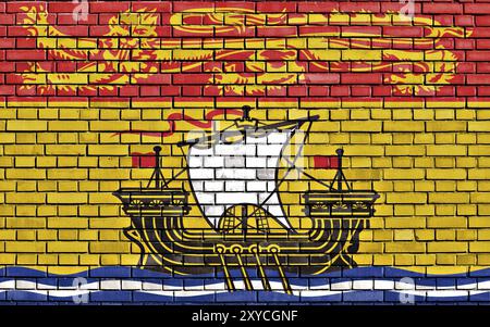 Flagge von New Brunswick auf Ziegelwand gemalt Stockfoto