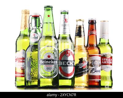 POZNAN, POLEN, 21. JULI 2017: Heineken, Anheuser-Busch InBev, Carlsberg Group und SABMiller sind die wichtigsten Hersteller, die den globalen Biermarkt beherrschen Stockfoto