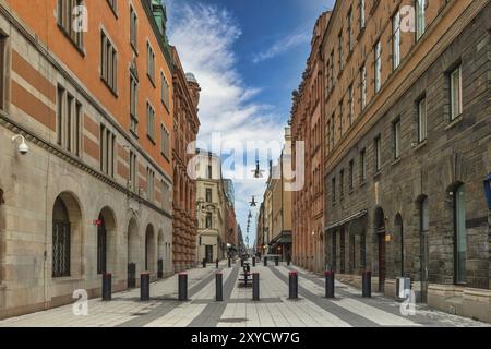 Stockholm Schweden, Skyline der Stadt an der Drottninggatan Einkaufsstraße Stockfoto