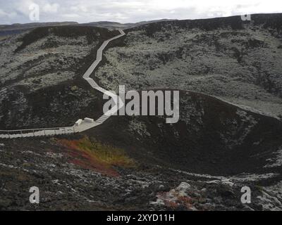 Grabrok Vulkankrater im Westen Islands Stockfoto